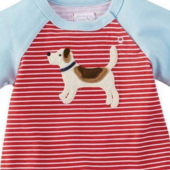 Mud Pie red jersey 🐶 dog 🐶 shortall romper NWT - Picture 2 of 2